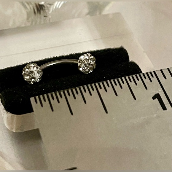16g 1pc Stainless Steel Rhinestone Eyebrow /Lip Ring NWT - Picture 8 of 9